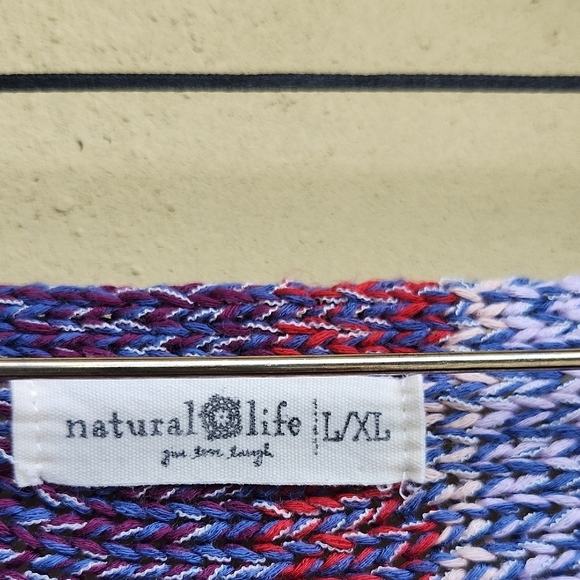 NATURAL LIFE Purple and Gray Striped Fringe Sweater - Picture 2 of 11